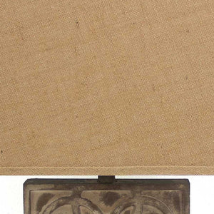 HomeRoots 25" Distressed Brown Metal Bedside Lamp with Rectangular Khaki Shade for Cozy Ambiance & Style 277069