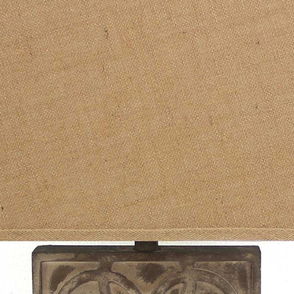 HomeRoots 25" Distressed Brown Metal Bedside Lamp with Rectangular Khaki Shade for Cozy Ambiance & Style 277069