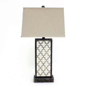 HomeRoots 30" Distressed Bronze Metal Bedside Lamp with Beige Shade – Elegant Lighting for Cozy Spaces 277072