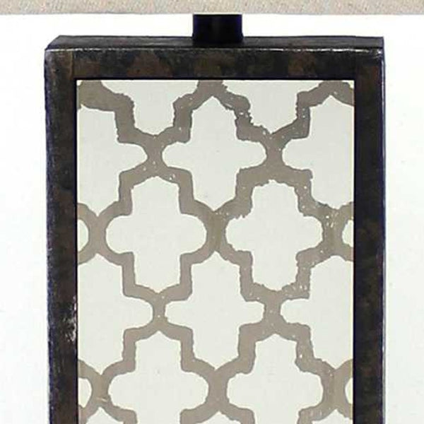 HomeRoots 30" Distressed Bronze Metal Bedside Lamp with Beige Shade – Elegant Lighting for Cozy Spaces 277072