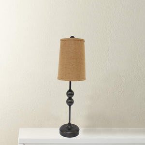 HomeRoots 29" Elegant Bronze Bedside Lamp with Cozy Brown Shade - Perfect for Reading and Relaxing Ambiance 277074