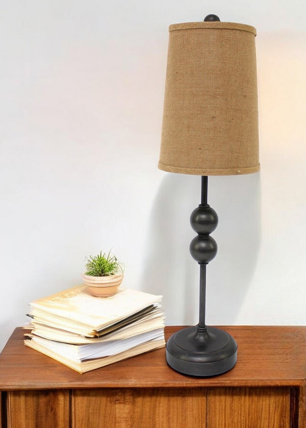HomeRoots 29" Elegant Bronze Bedside Lamp with Cozy Brown Shade - Perfect for Reading and Relaxing Ambiance 277074