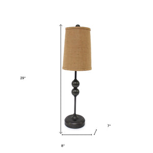 HomeRoots 29" Elegant Bronze Bedside Lamp with Cozy Brown Shade - Perfect for Reading and Relaxing Ambiance 277074