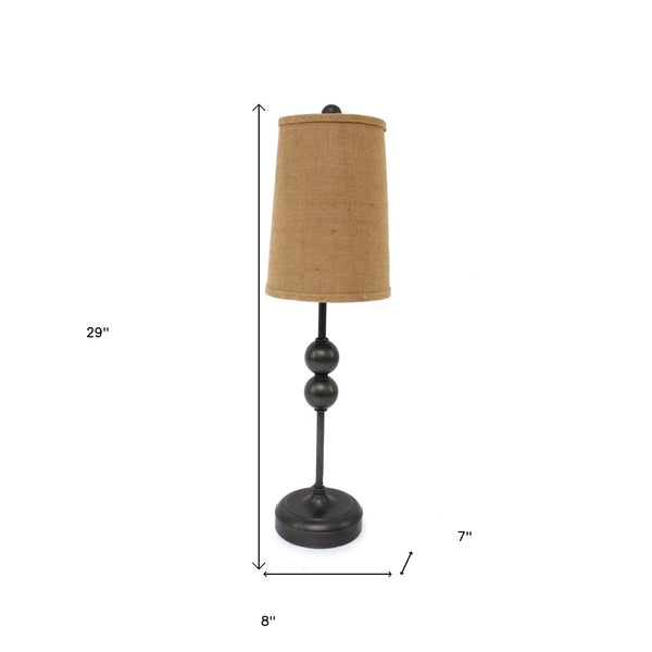 HomeRoots 29" Elegant Bronze Bedside Lamp with Cozy Brown Shade - Perfect for Reading and Relaxing Ambiance 277074