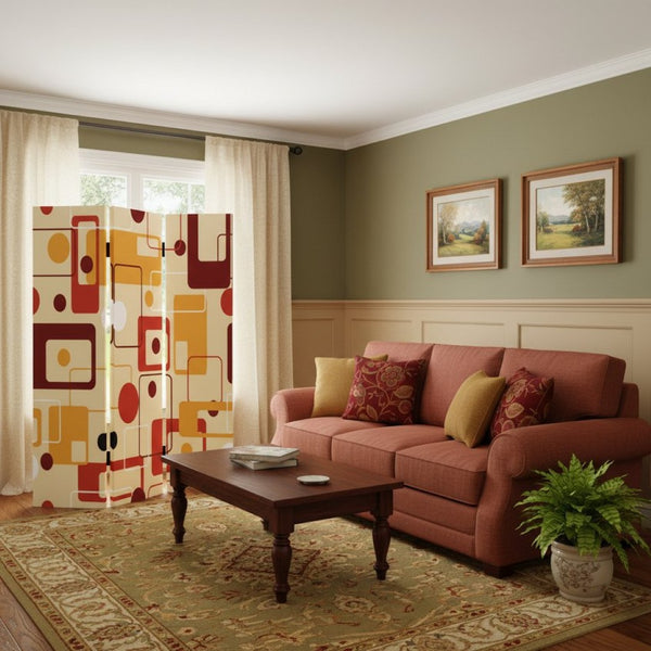 HomeRoots 48 Multi-Color Wood Canvas Screen – Stylish 3-Panel Room Divider with Double-Sided Artful Prints 277078