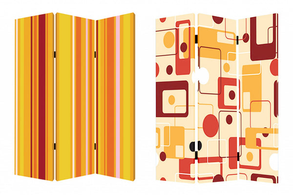 Homeroots 48 X 72 Multi Color Wood Canvas Deep Saffron  Screen  Cotton Canvas 277078