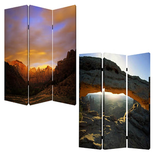 Homeroots 48 X 72 Multi Color Wood Canvas Desert  Screen  Cotton Canvas 277079