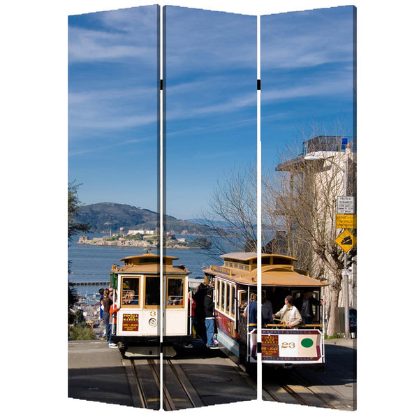 Homeroots 48" X 72" Multi Color Wood Canvas San Francisco  Screen  Cotton Canvas 277081