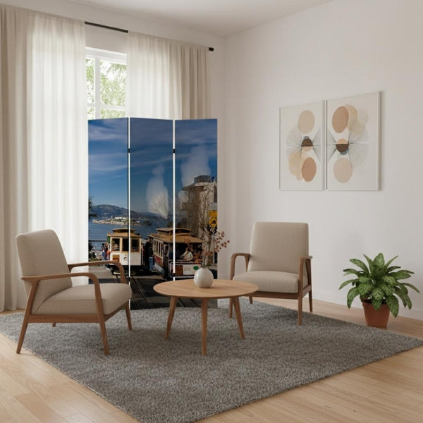 HomeRoots 48" X 72" Multi-Color Wood Canvas Folding Screen - Stylish Room Divider & Artful Privacy Panel 277081