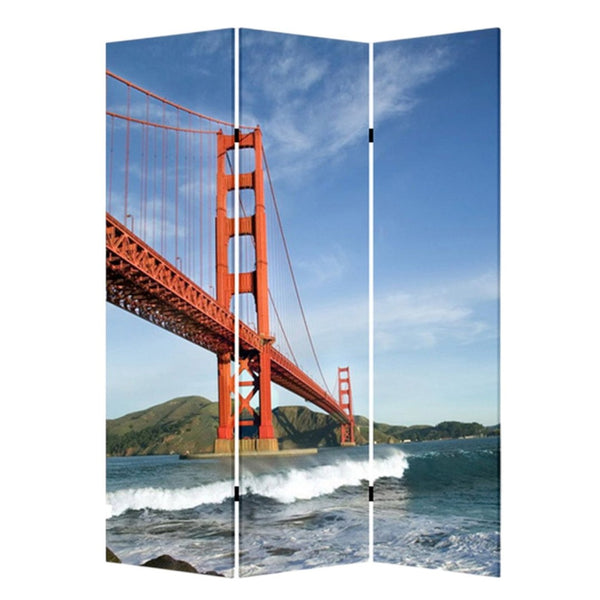 HomeRoots 48" X 72" Multi-Color Wood Canvas Folding Screen - Stylish Room Divider & Artful Privacy Panel 277081