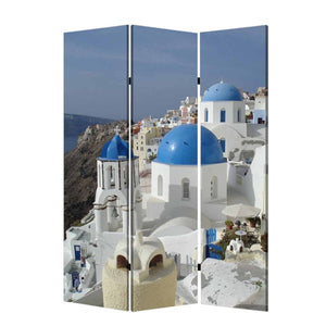 HomeRoots 48" X 72" Multi-Color Canvas Folding Screen - Elegant Room Divider with Durable Wood Frame Design 277082