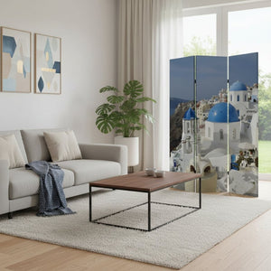 HomeRoots 48" X 72" Multi-Color Canvas Folding Screen - Elegant Room Divider with Durable Wood Frame Design 277082