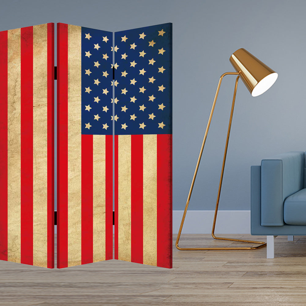 Homeroots 48 X 72 Multi Color Wood Canvas American Flag  Screen  Cotton Canvas 277085