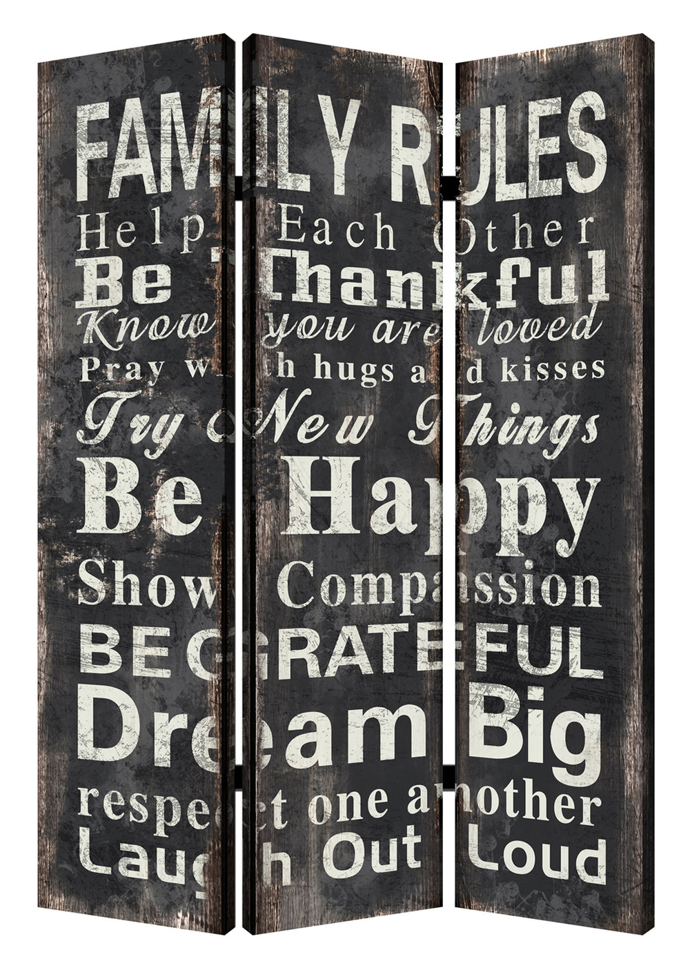 Homeroots 48 X 72 Multi Color Wood Canvas Family Rule  Screen  Cotton Canvas 277086