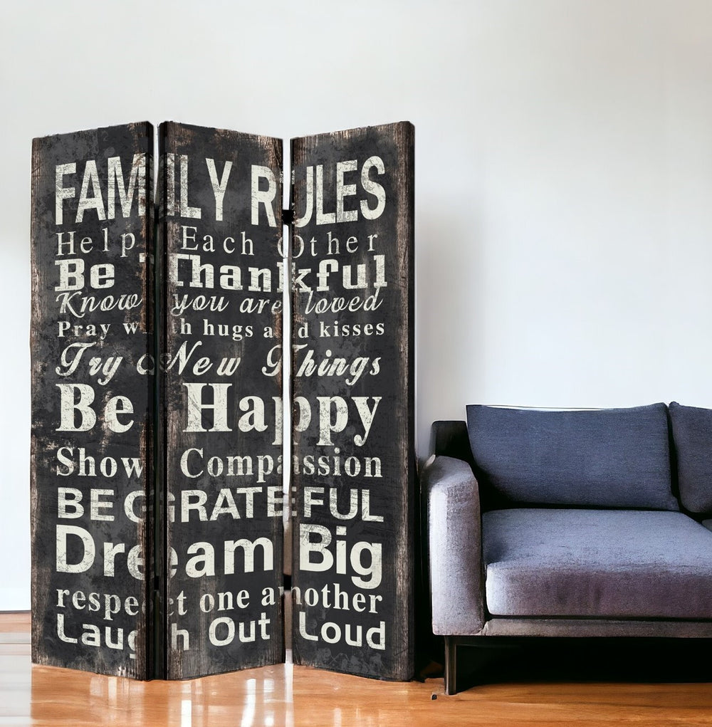 Homeroots 48 X 72 Multi Color Wood Canvas Family Rule  Screen  Cotton Canvas 277086