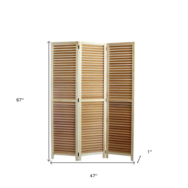 HomeRoots 47 Natural Wood Three-Panel Screen: Stylish Privacy Divider for Living Spaces & Outdoor Areas 277092