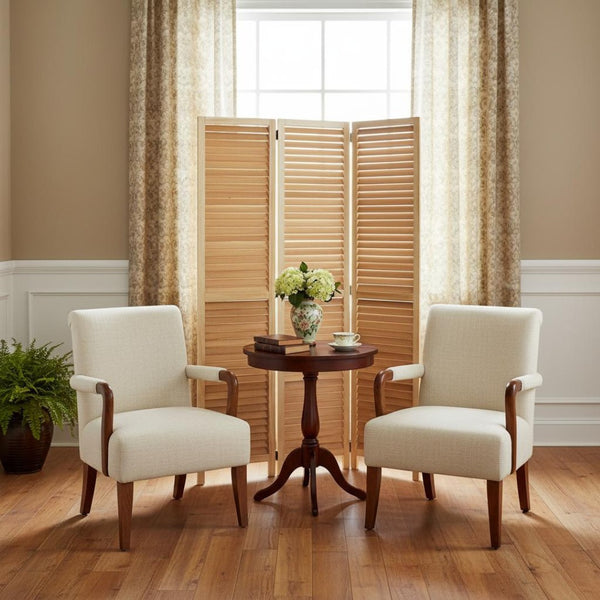 HomeRoots 47 Natural Wood Three-Panel Screen: Stylish Privacy Divider for Living Spaces & Outdoor Areas 277092