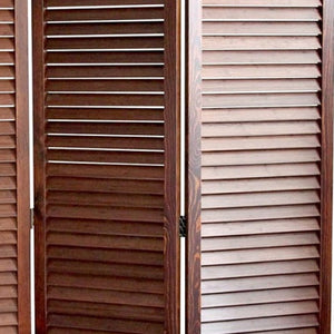 HomeRoots 47" Elegant Three-Panel Folding Screen with Espresso Frame and Bamboo Shutters for Versatile Privacy 277093