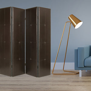 Homeroots 76" X 84" Brown Faux Leather  Screen  Faux Leather 277094