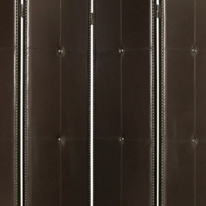 HomeRoots 76" Brown Faux Leather Folding Room Screen - Stylish 4-Panel Divider with Tufted Design & Brass Accents 277094