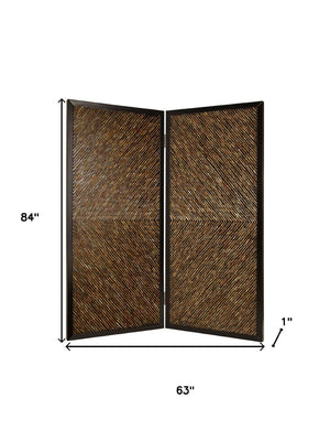 HomeRoots 63" Multi-Color Wood Folding Screen – Handcrafted Art with Abalone Inlay for Privacy & Style 277095