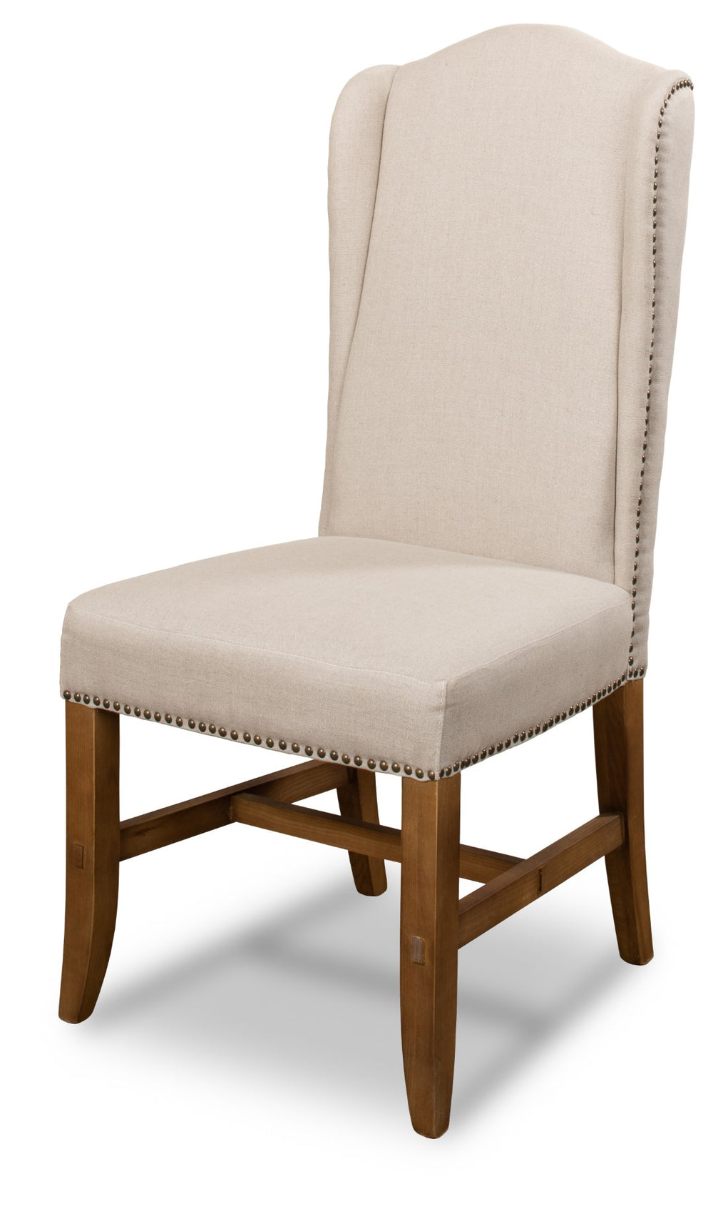 Sarreid High Back Dining Chair Set Of 2 - Elegant Beech Frame With Natural Finish & Stylish Beige Linen Ivory  27710