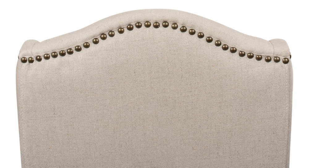 Sarreid High Back Dining Chair Set Of 2 - Elegant Beech Frame With Natural Finish & Stylish Beige Linen Ivory  27710