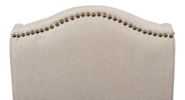 Sarreid High Back Dining Chair Set Of 2 - Elegant Beech Frame With Natural Finish & Stylish Beige Linen Ivory  27710