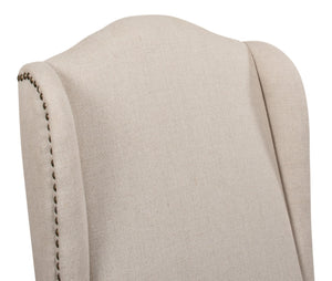 Sarreid High Back Dining Chair Set Of 2 - Elegant Beech Frame With Natural Finish & Stylish Beige Linen Ivory  27710