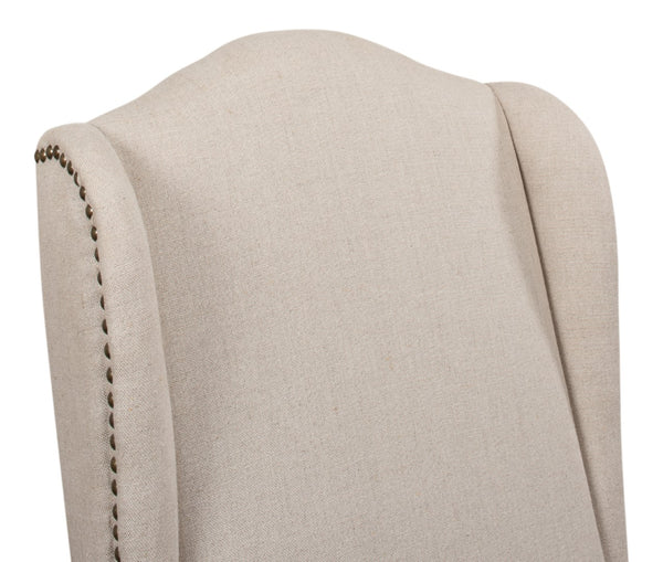 Sarreid High Back Dining Chair Set Of 2 - Elegant Beech Frame With Natural Finish & Stylish Beige Linen Ivory  27710