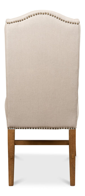 Sarreid High Back Dining Chair Set Of 2 - Elegant Beech Frame With Natural Finish & Stylish Beige Linen Ivory  27710