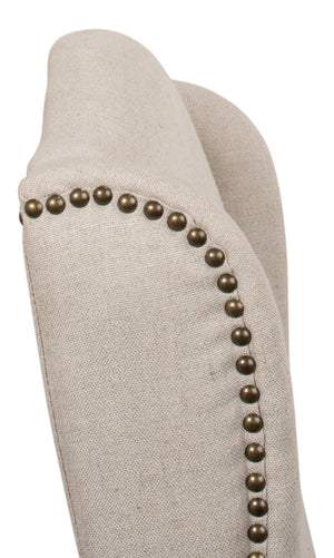 Sarreid High Back Dining Chair Set Of 2 - Elegant Beech Frame With Natural Finish & Stylish Beige Linen Ivory  27710