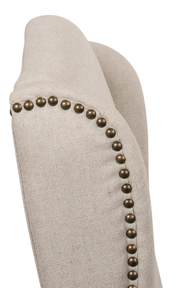 Sarreid High Back Dining Chair Set Of 2 - Elegant Beech Frame With Natural Finish & Stylish Beige Linen Ivory  27710