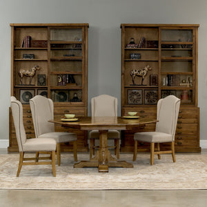 Sarreid High Back Dining Chair Set Of 2 - Elegant Beech Frame With Natural Finish & Stylish Beige Linen Ivory  27710