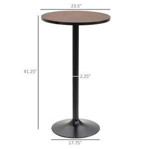 English Elm HOMCOM Rustic 42" Bar Height Round Bistro Table with Weathered Elm Top & Matte Black Steel Base, Indoor/Outdoor W2225P217137