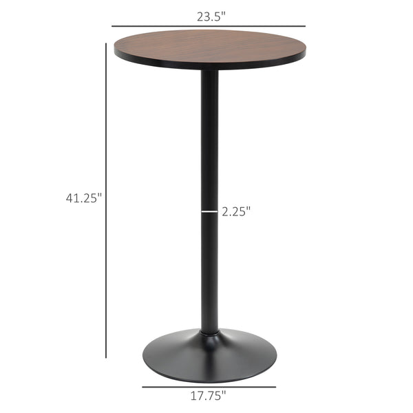 English Elm HOMCOM Rustic 42" Bar Height Round Bistro Table with Weathered Elm Top & Matte Black Steel Base, Indoor/Outdoor W2225P217137