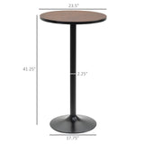 English Elm Homcom 42" H Bar Height Round Bar Table, Rustic Industrial Pub Table, Elm Wood Top Bistro Table With Metal Base