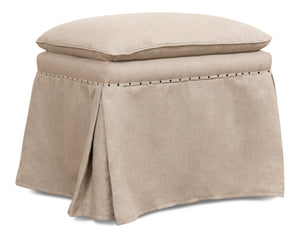 Sarreid Draped Ottoman - Elegant Set Of 2 With Oak Natural Finish And Luxurious Linen Upholstery For Style Beige  27719