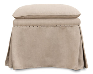 Sarreid Draped Ottoman - Elegant Set Of 2 With Oak Natural Finish And Luxurious Linen Upholstery For Style Beige  27719