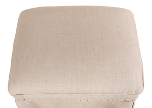 Sarreid Draped Ottoman - Elegant Set Of 2 With Oak Natural Finish And Luxurious Linen Upholstery For Style Beige  27719
