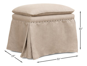 Sarreid Draped Ottoman - Elegant Set Of 2 With Oak Natural Finish And Luxurious Linen Upholstery For Style Beige  27719