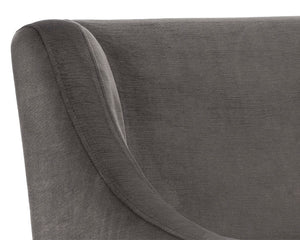 Sunpan Zane Glamorous Wheeled Lounge Chair with Brushed Brass Frame for Stylish Dining & Relaxation Spaces Piccolo Pebble