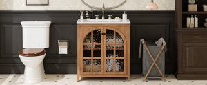 English Elm Christopher Knight Home® - 30 Inches Vintage Rustic Bathroom Vanity With Ceramic Sink, Soft-Closing Doors & Antique Bronze Pulls N817P299512N