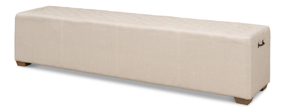 Sarreid The 6 Foot Bench – Stylish Beige Linen Upholstered Seating With Durable American Oak Frame Beige  27720