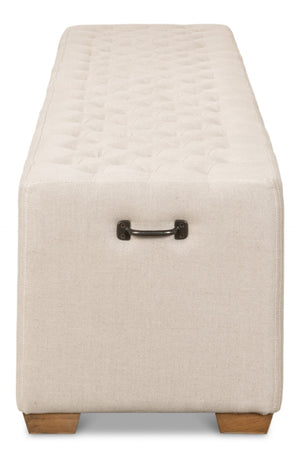 Sarreid The 6 Foot Bench – Stylish Beige Linen Upholstered Seating With Durable American Oak Frame Beige  27720