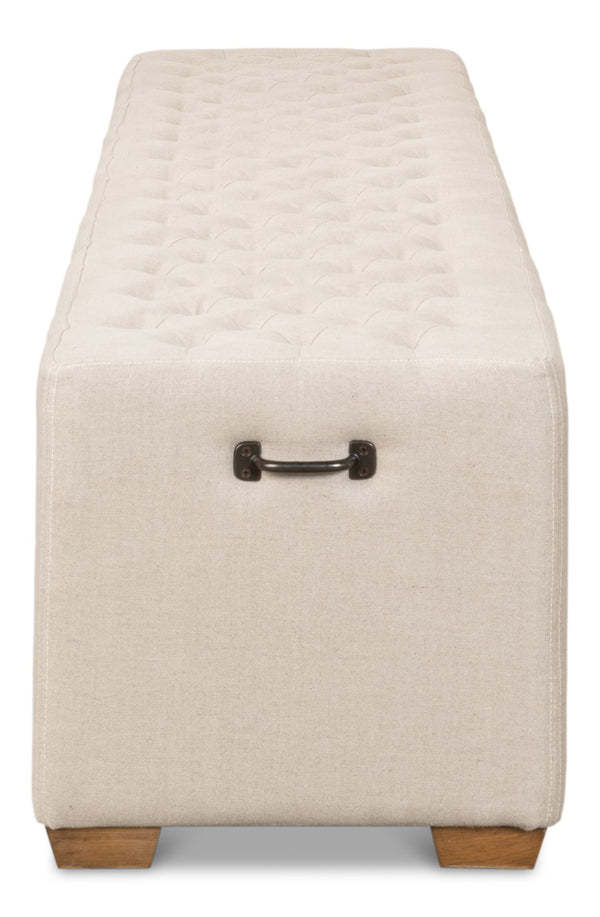 Sarreid The 6 Foot Bench – Stylish Beige Linen Upholstered Seating With Durable American Oak Frame Beige  27720