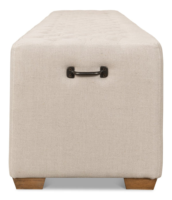 Sarreid The 6 Foot Bench – Stylish Beige Linen Upholstered Seating With Durable American Oak Frame Beige  27720