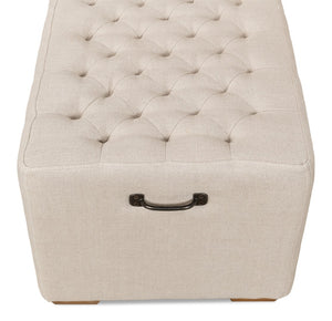 Sarreid The 6 Foot Bench – Stylish Beige Linen Upholstered Seating With Durable American Oak Frame Beige  27720