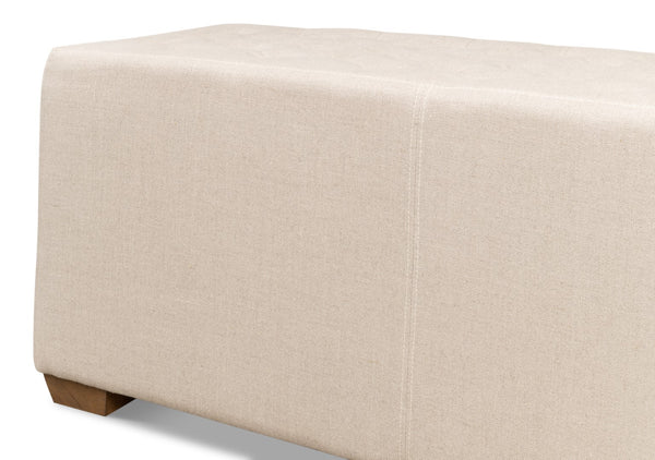 Sarreid The 6 Foot Bench – Stylish Beige Linen Upholstered Seating With Durable American Oak Frame Beige  27720