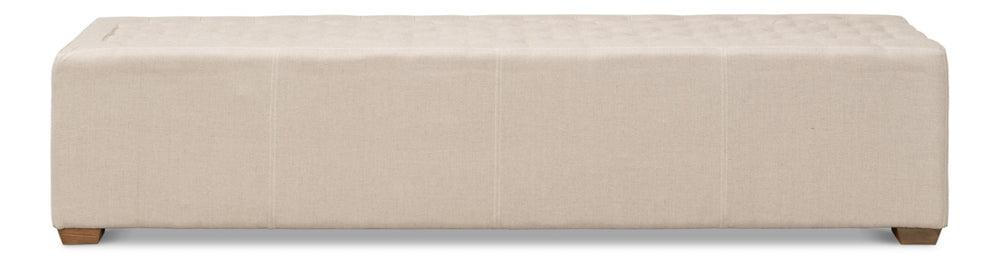 Sarreid The 6 Foot Bench – Stylish Beige Linen Upholstered Seating With Durable American Oak Frame Beige  27720